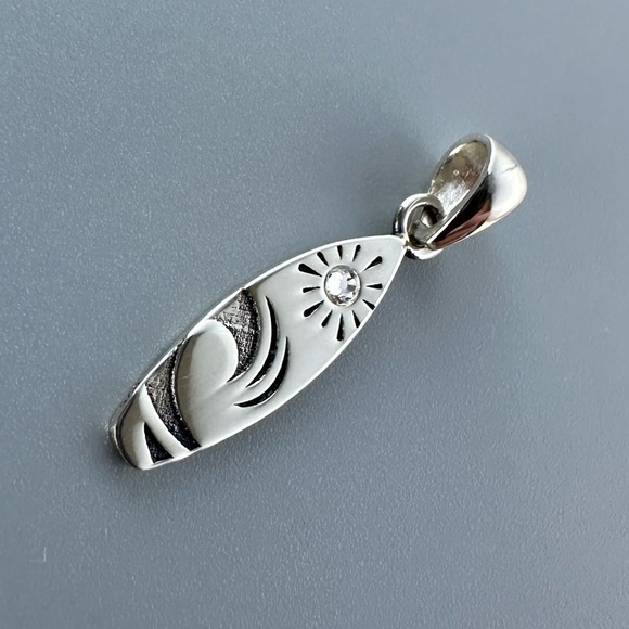 Sterling Silver Petite CZ Surfboard Pendant - Picture 8 of 8